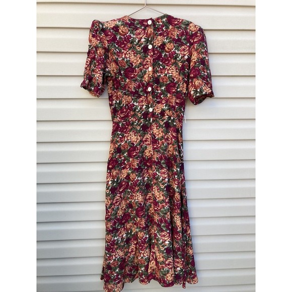 ED Michaels Vintage 80s Floral Dress Button Down Back w Pockets Romantic 11/12* - Picture 2 of 13